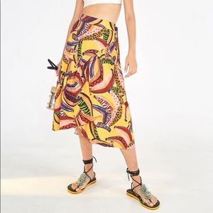 Farm Rio Multi Banana Midi Skirt